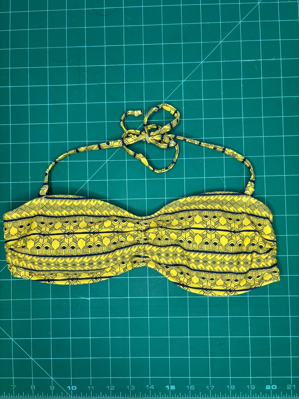 Ripzone Yellow Geometric Aztec Bandeau Bikini Top Removable Halter Swimwear